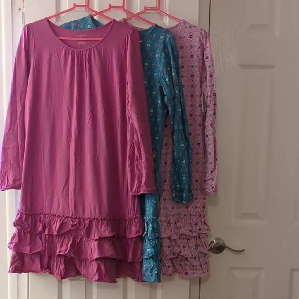 Lands' End Pink, Violet, and Blue Ruffle Dresses 16+